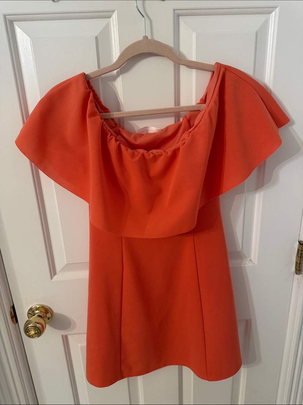 Ces Femme One-Shoulder Ruffle Dress in Bright Orange